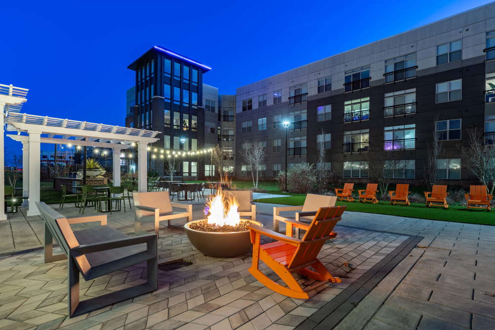 Seating area with firepit at The Residences at Annapolis Junction in Annapolis Junction, Maryland
