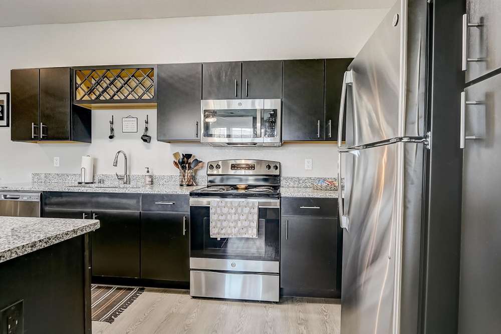 Stainless-steel appliances at Wrenfield at Pleasant View in Madison, Wisconsin