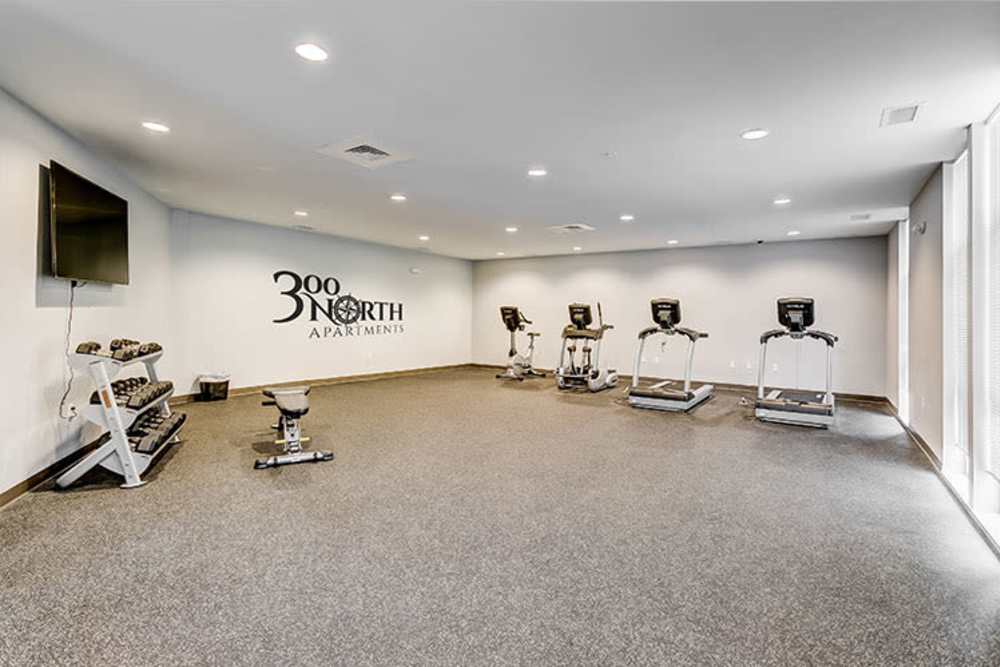 Fitness center at 300 North Apartments in Baltimore, Maryland