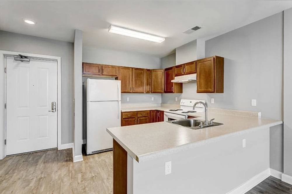 Spacious island kitchen at 300 North Apartments in Baltimore, Maryland