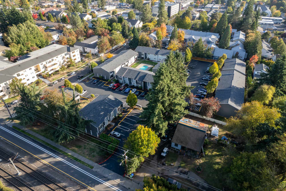 Aerial view of Firwood Station in Portland, Oregon