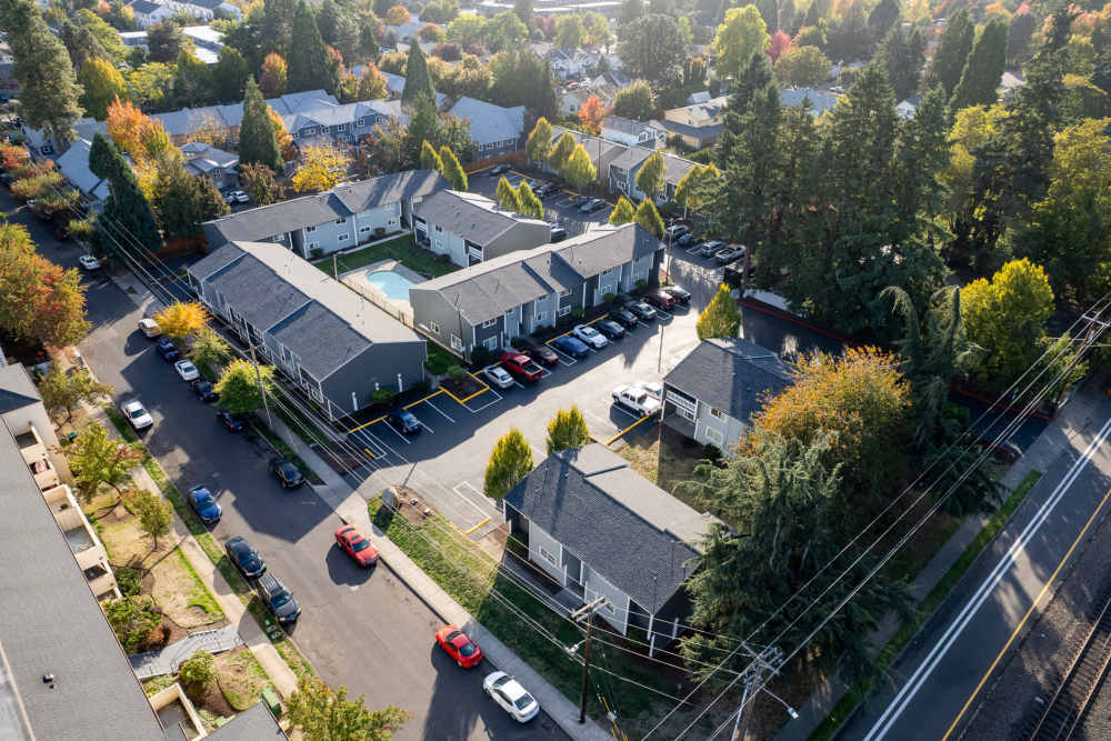 Aerial view of Firwood Station in Portland, Oregon