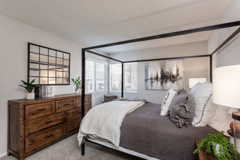 Cozy bedroom with natural light and stylish decor at Colony Parc in Ventura, California
