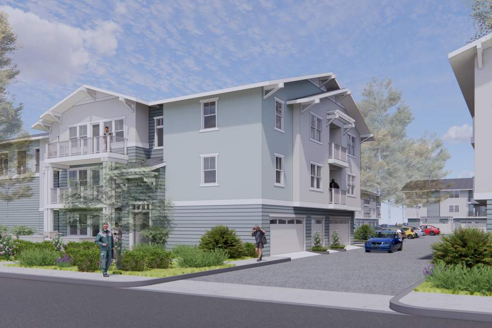 Modern duplex with lush landscaping and inviting outdoor spaces at Colony Parc in Ventura, California