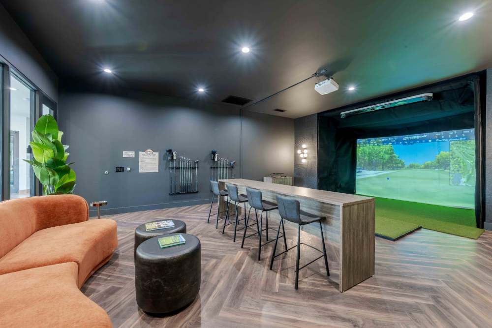 Golf Simulator in clubhouse at Desert Meadows Apartments & Townhomes in Lancaster, California