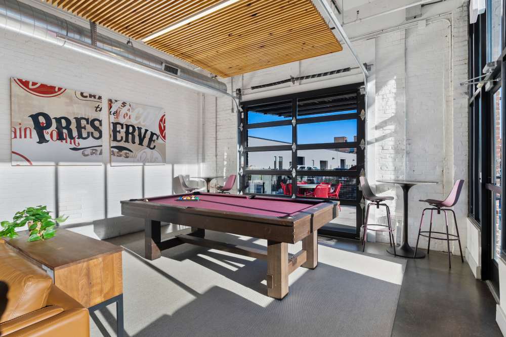 Clubhouse with billiard table at The Preserve Scott's Addition in Richmond, Virginia