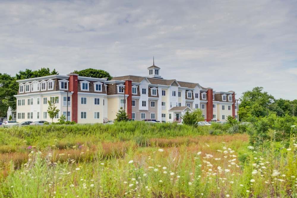 Exterior of apartments at The Residences at Lincoln Park in Dartmouth, Massachusetts