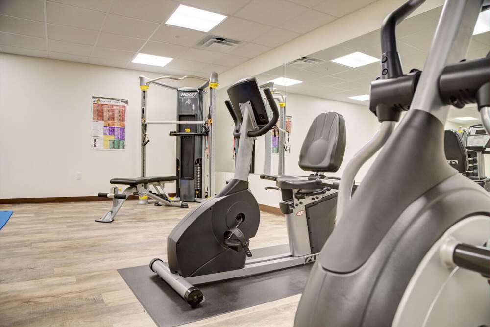Fitness center at The Residences at Lincoln Park in Dartmouth, Massachusetts