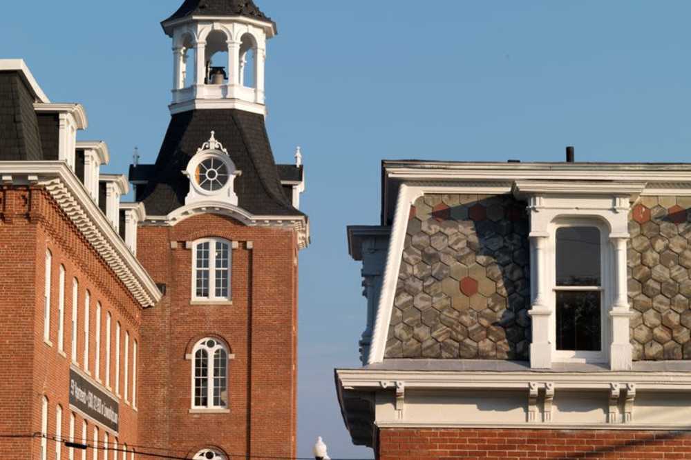 Top of the building at Linwood Mill Apartments in Whitinsville, Massachusetts