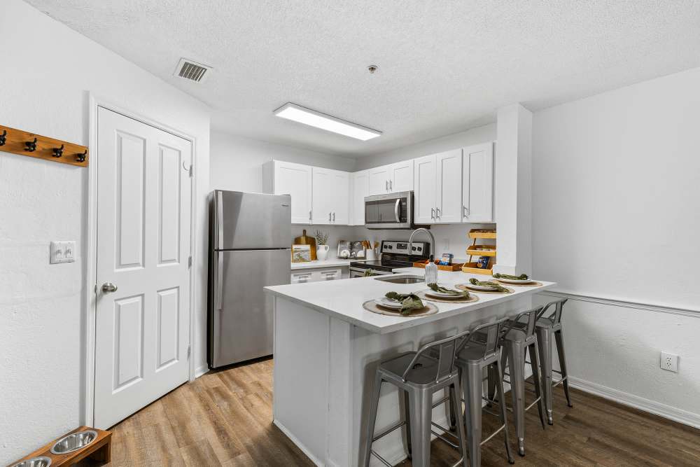 Renovated kitchen at The Quarters Gainesville in Gainesville, Florida