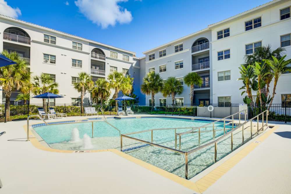 The library at Merrill Gardens at Solivita Marketplace in Kissimmee, Florida. 