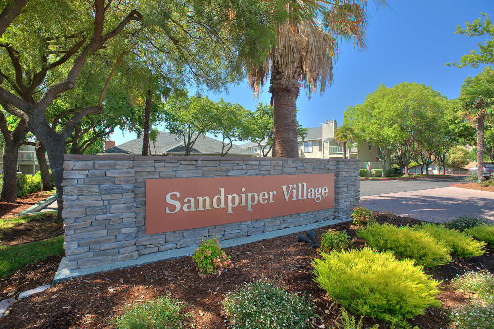 Property signage at Sandpiper Village Apartment Homes in Vacaville,California