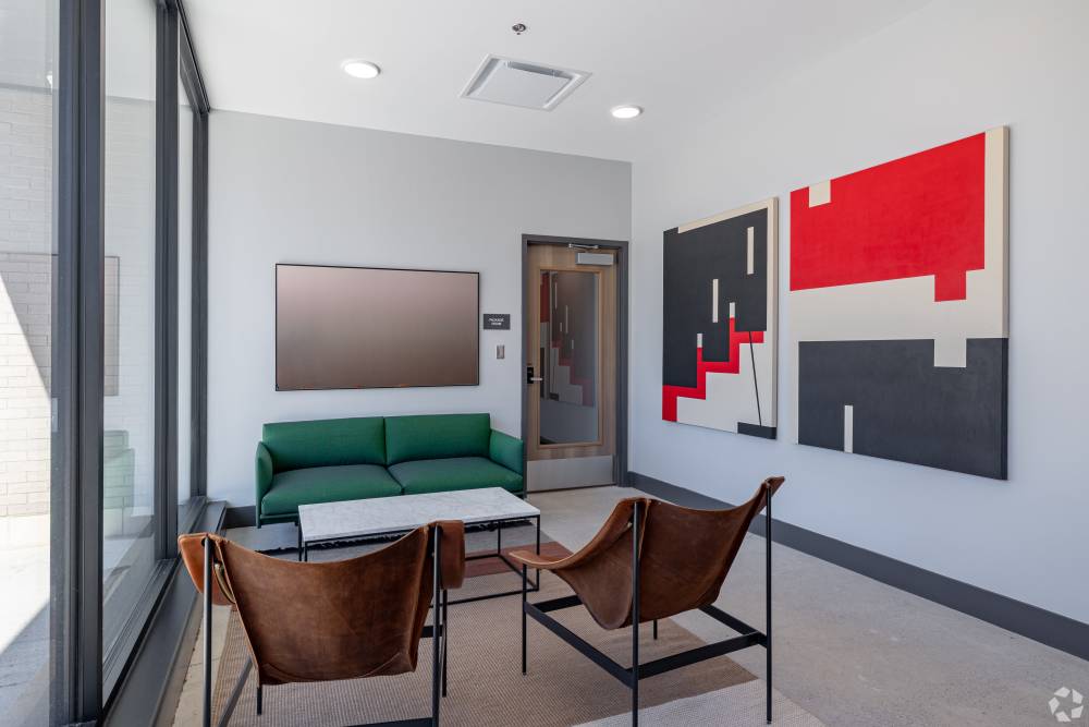 Clean lounge at Detroit Living in Detroit, Michigan