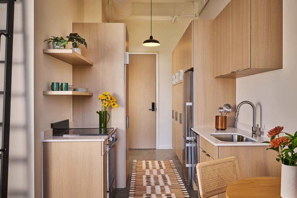 kitchen at Detroit Living in Detroit, Michigan