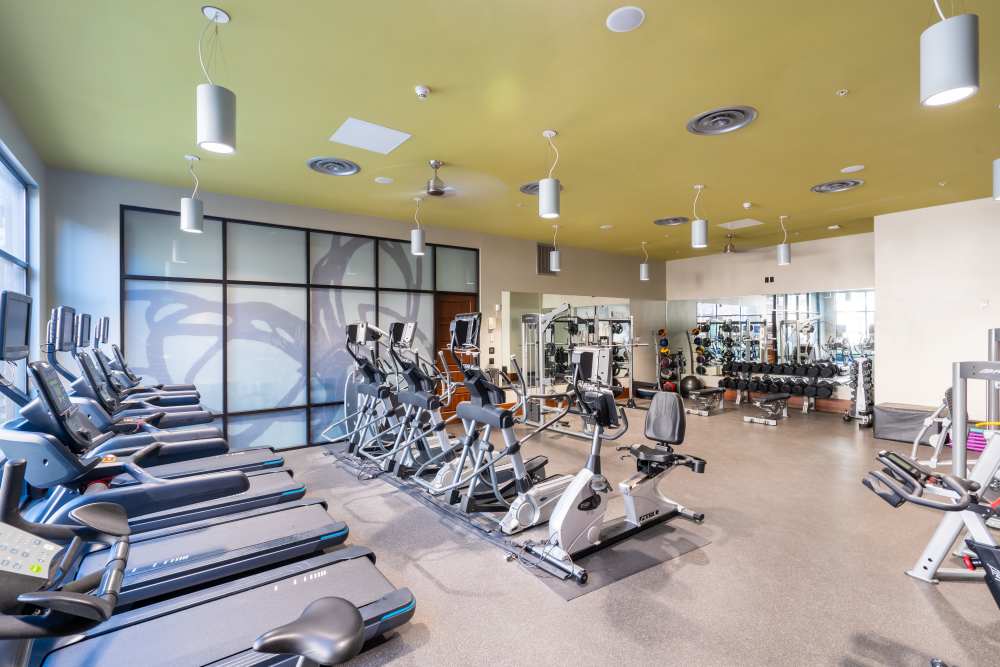 Spacious fitness center at LINQ Midtown in Sacramento,California
