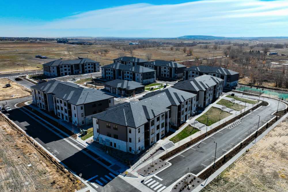 View of apartment building at The Reserves at Eagle Point in Aurora, Colorado