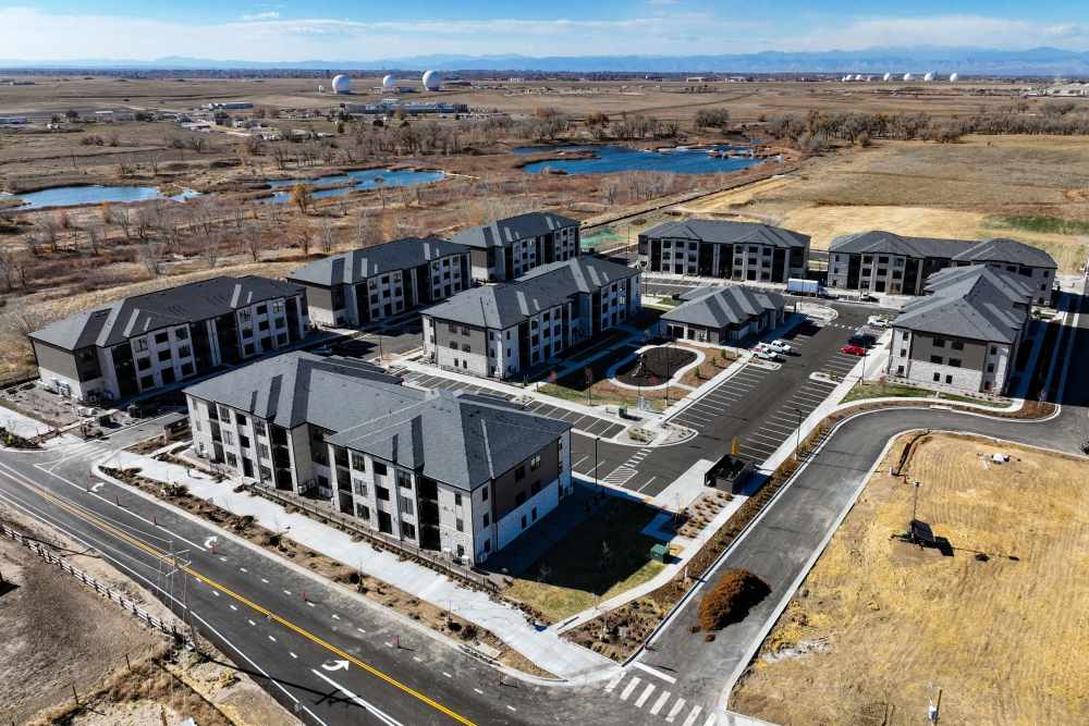 View of apartment building at The Reserves at Eagle Point in Aurora, Colorado