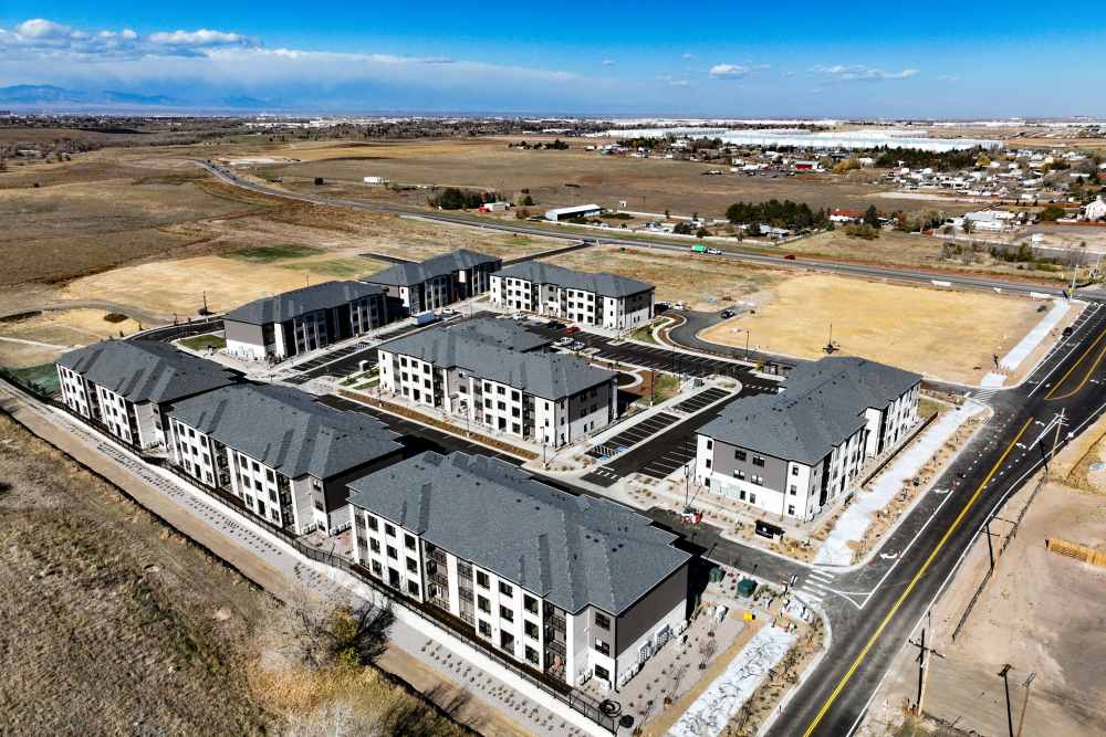 View of apartment building at The Reserves at Eagle Point in Aurora, Colorado