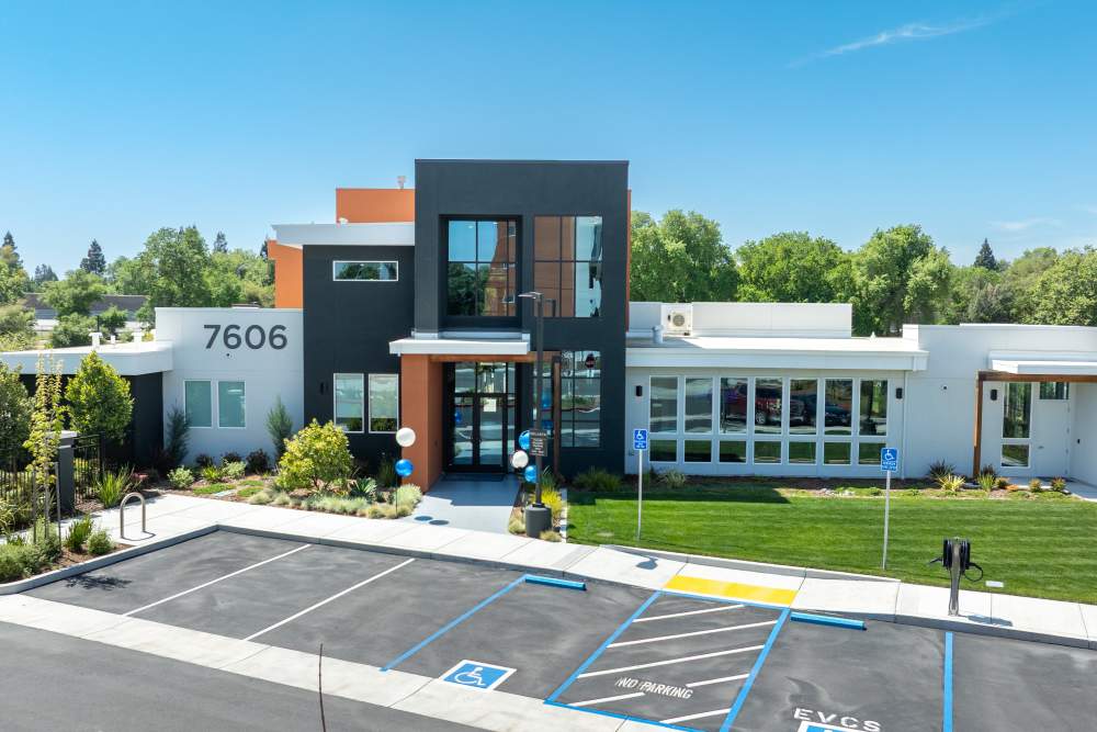 Community arial view with parking area at Solasta in Sacramento, California