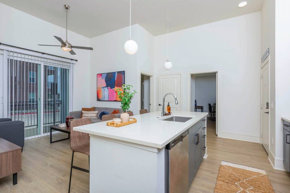 New luxe apartment dining area at The Landing College Station