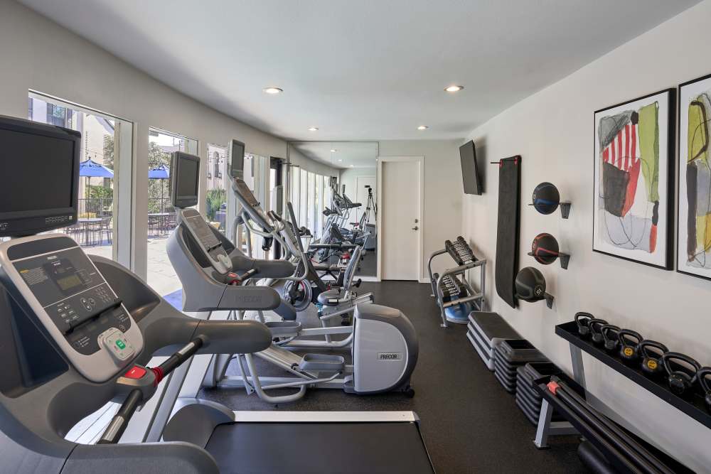 24-hour fitness center with fitness on demand at The Fountains of Preston Hollow in Dallas, Texas