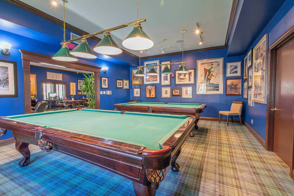 Pool table in clubhouse at The Pavilion in Maryland Heights, Missouri