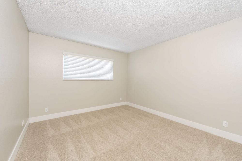 Empty bedroom with carpet and window at The Indie Glendale Collection in Glendale, California