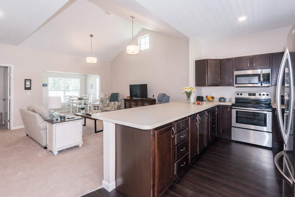 one bedroom town home living room at Legacy Living Fishers in Fishers,Indiana