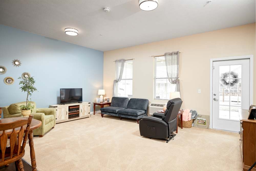 Apartment living room at Legacy Living Fishers in Fishers,Indiana