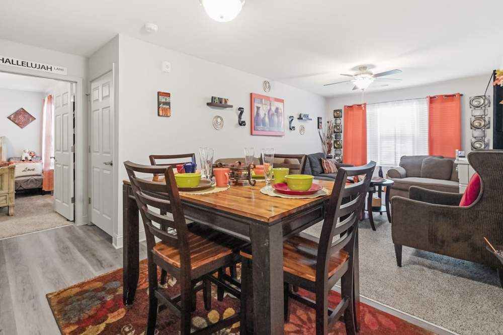 Dining room close to modern kitchen at Buffalo Terrace in Concord, North Carolina