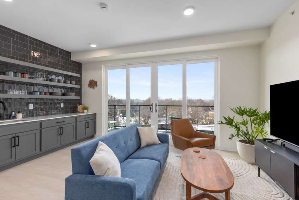 Clubhouse with seating space at The Current in Grand Rapids,Michigan