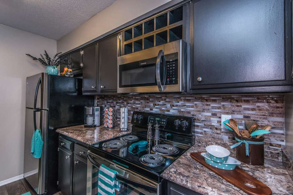 Upgraded kitchen with appliances at Spanish Oaks in Charleston, South Carolina