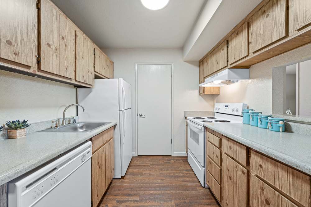 Kitchen with dishwasher at Country Brook Rental Condominiums in San Ramon, California