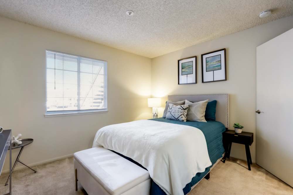 Bedroom with window at Country Brook Rental Condominiums in San Ramon, California