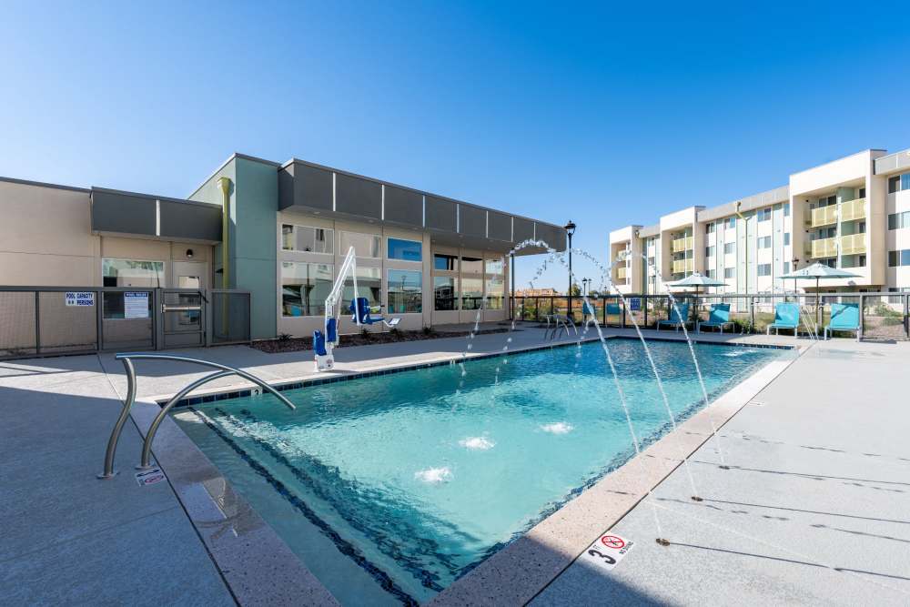 Luxury resident pool at Overland Flats in Maricopa, Arizona