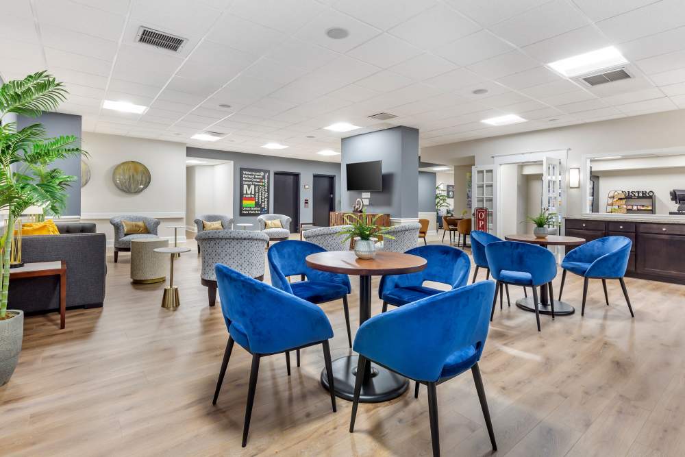 Community indoor gathering areas at The Residences at Thomas Circle in Washington, District of Columbia