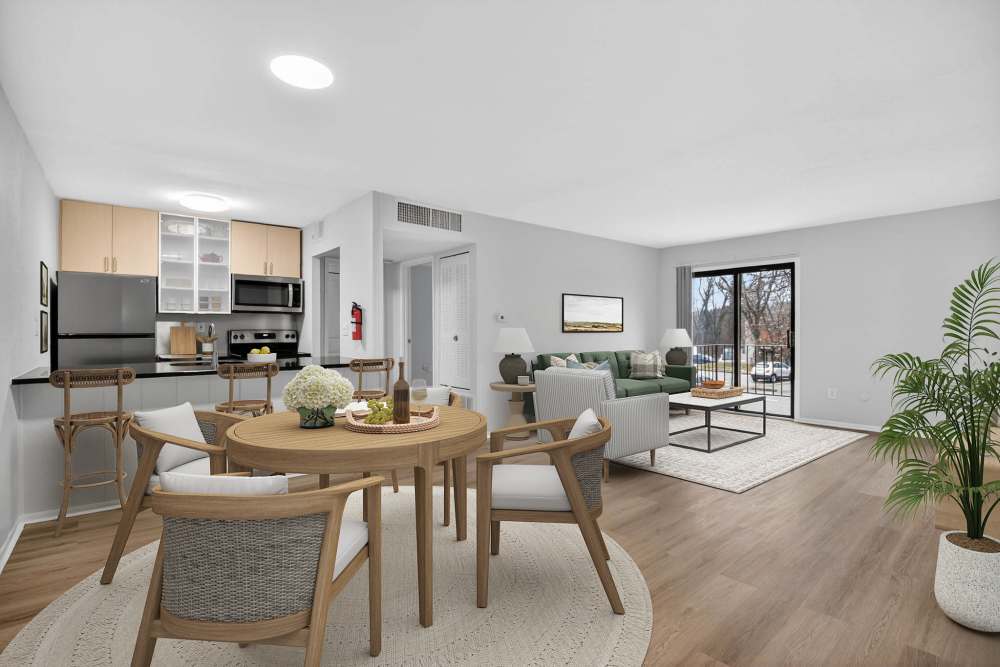 Living room in a home at ER The Woods in Ambler, Pennsylvania