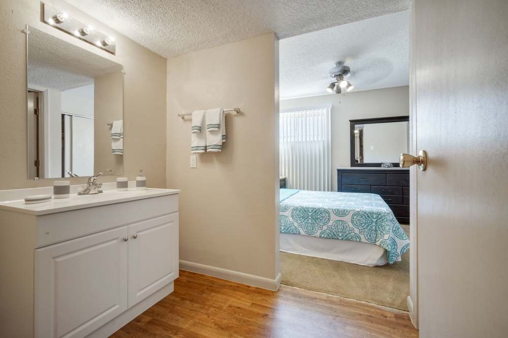 Bedroom with attached bathroom at Vista Sol El Paso in El Paso,Texas