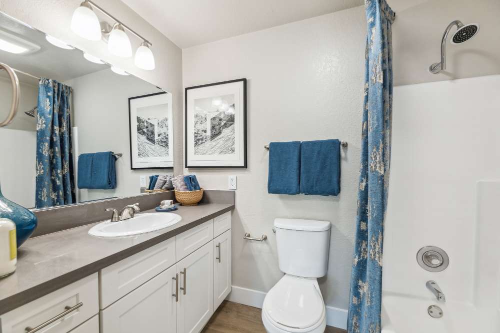 Bathroom in an apartment home at Sofi at Wood Ranch in Simi Valley, California