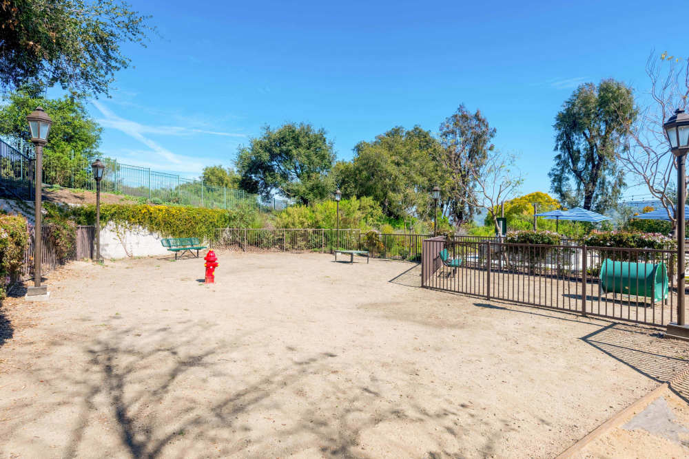 Pet park ready for dogs to roam and play at Sofi at Wood Ranch in Simi Valley, California