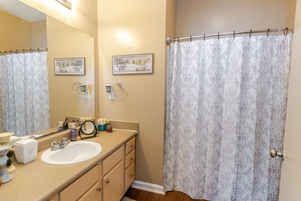 Bathroom with a mirror at Annandale Park in Robertsdale, Alabama