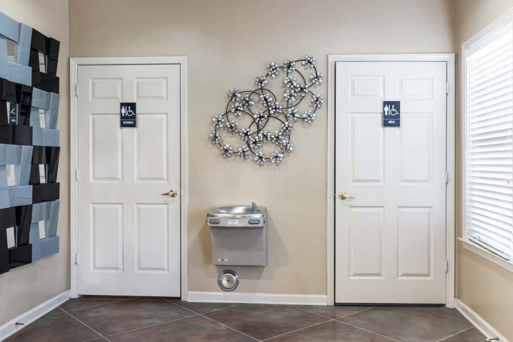 Restrooms inside the clubhouse at Carson Landing in Center Point,Alabama