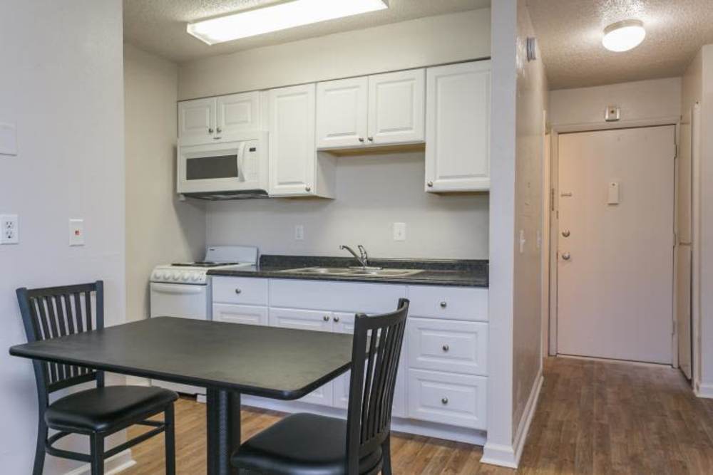 Kitchen in an apartment at Mandolin Terrace in Nashville, Tennessee