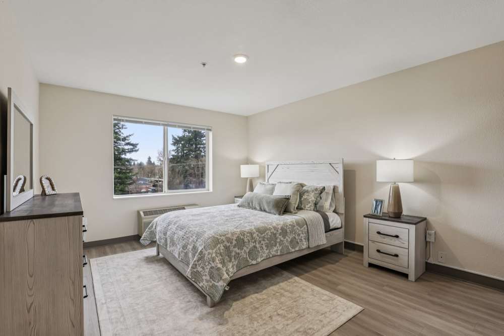 Spacious bedroom at Woodland Flats in Gresham, Oregon