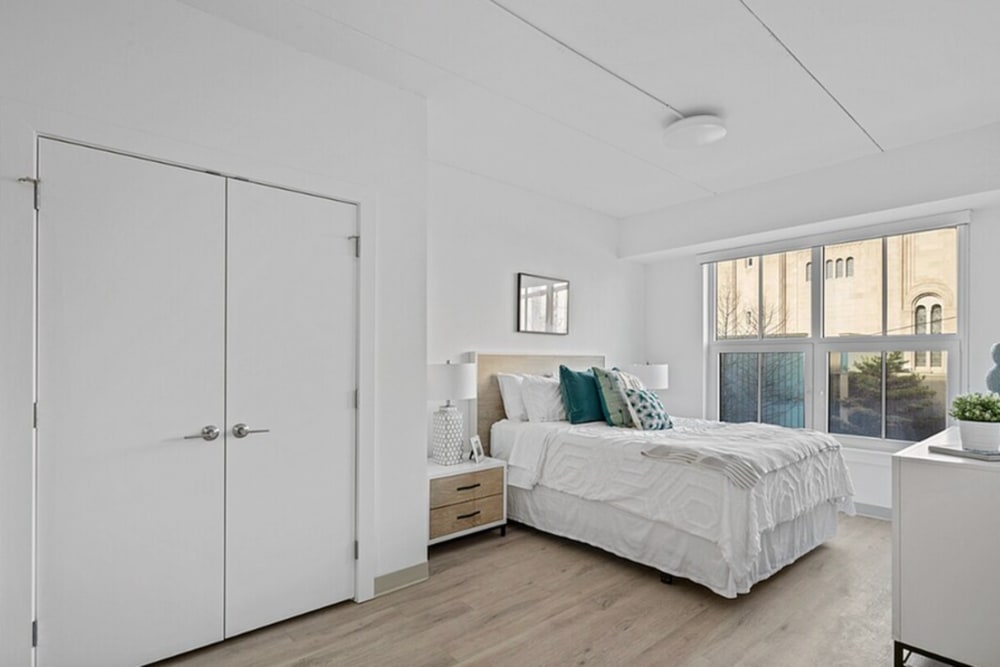 Modern bedroom with closet at Mily on Green in Philadelphia, Pennsylvania