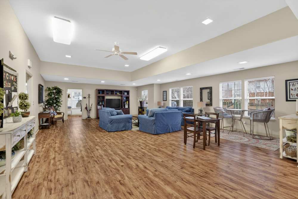 Community clubhouse interior at Cooper Creek Heights in Mocksville, North Carolina