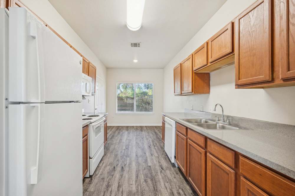 Apartment kitchen at Costa Verde in Clute, Texas