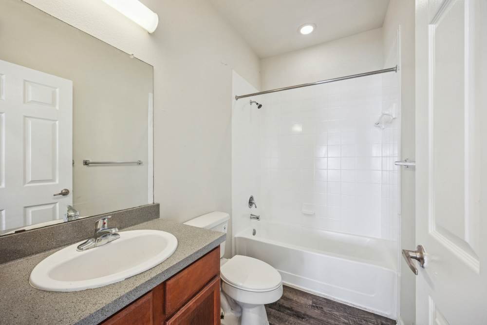 Apartment bathroom at Costa Verde in Clute, Texas