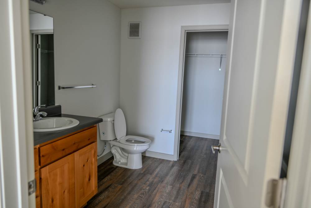 Apartment bathroom at Flats At Lake View in Warner Robins, Georgia