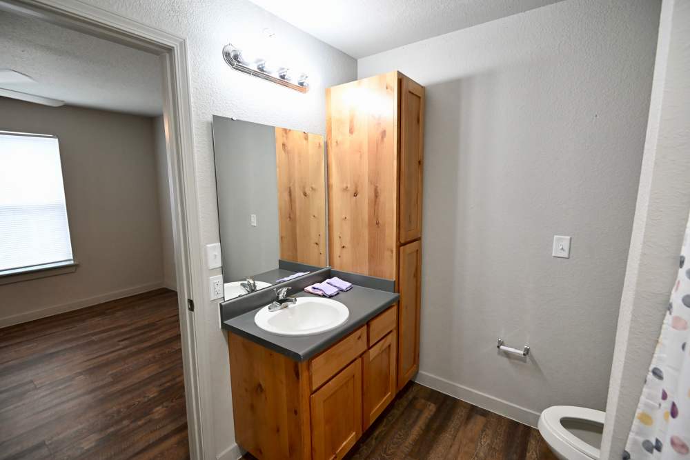 Bright bathroom at Carver Ridge in Hutto, Texas